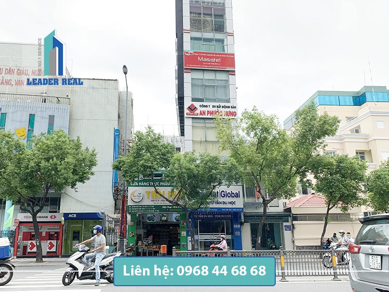 Mặt tiền tòa nhà cho thuê văn phòng 68NVT building quận Phú Nhuận